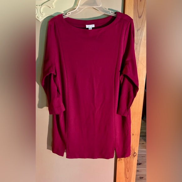 ⭐️J. Jill Ponte Knit Tunic Top - Dark Raspberry - Size Large⭐️ NWOT - Picture 1 of 8